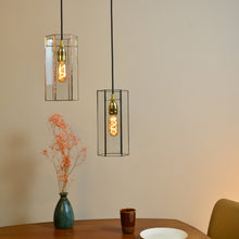 Afbeelding in Gallery-weergave laden, glazen hanglamp joe zwart en koper