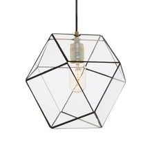 Afbeelding in Gallery-weergave laden, geometrische-handgemaakte-glazen-hanglamp-yaz-medium-zwart-hart-ruyt