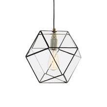 Afbeelding in Gallery-weergave laden, geometrische-handgemaakte-glazen-hanglamp-yaz-small-zwart-hart-ruyt